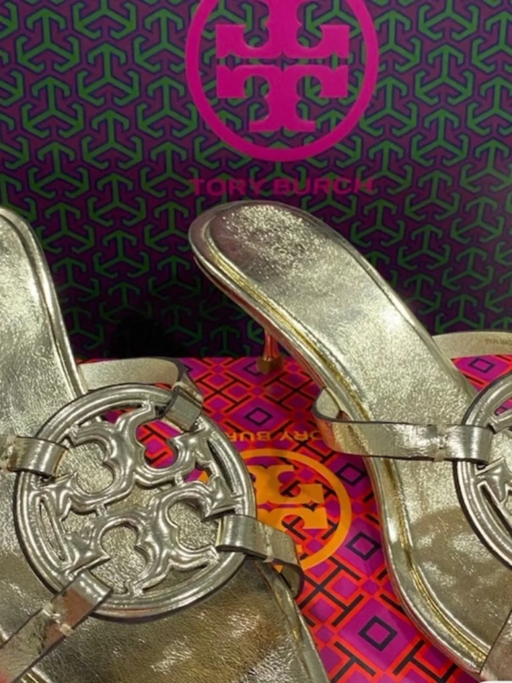 New! Limited edition! Tory Burch Geo Bombe MILLER LOW HEEL SANDAL #9.5